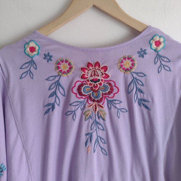 Johnny Was Purple Embellished Short Sleeve Blouse - Picture 8 of 12
